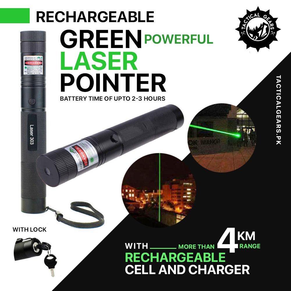 Rechargeable Powerful Green Laser Pointer – High Range Beam Torch (4KM+)